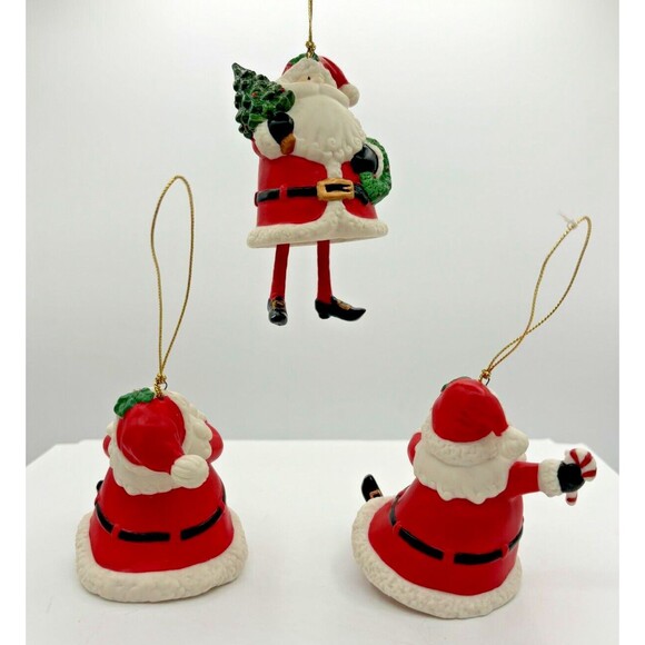 Home Interiors Santa Claus Bell Ornaments Ceramic Dangling Feet Original Box - Picture 15 of 16